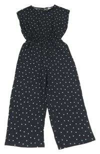 Tmavošedý kytičkovaný vzorovaný kalhotový culottes overal YIGGA