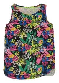 Černo-barevný top s kytičkami a vzorem 