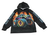 Černá mikina s monster truckem a kapucí 