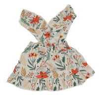 Smetanová laclová sukně s kytičkami a volánky 