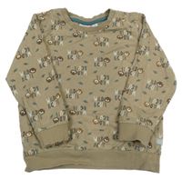 Béžovošedá mikina s medvídky a bobříky a nápisy Liegelind