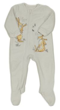 Bílý fleecový overal s králíčky - Hádej, jak moc tě mám rád! George