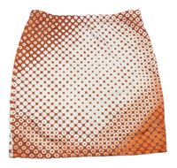 Oranžovo-bílá vzorovaná elastická sukně 