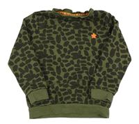 Khaki-černá vzorovaná mikina s výšivkou F&F