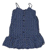 Černo-modré vzorované lehké šaty s knoflíky Primark