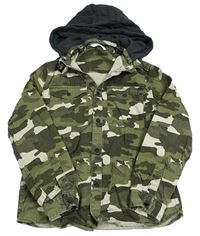 Army plátěná košilová bunda s teplákovou kapucí M&S