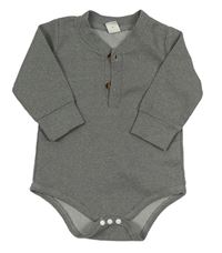 Šedé melírované žebrované body s knoflíky Shein