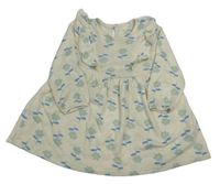 Smetanové květované úpletové šaty s volánky Primark