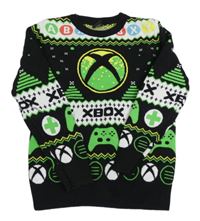 Černo-bílo-zelený vzorovaný svetr s logem X-Box George