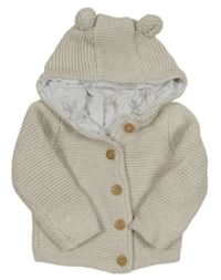 Světlebéžový podšitý propínací svetr s kapucí Mothercare