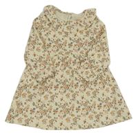 Krémové květované žebrované šaty s volánem Primark