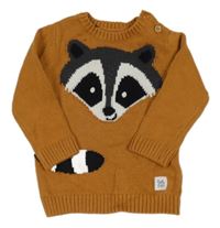 Hnědý svetr s mývalem F&F