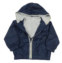 Tmavomodrá šusťáková jarní bunda s kapucí F&F