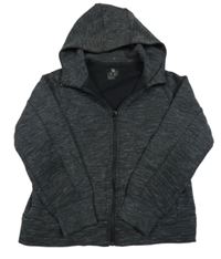 Antracitová melírovaná propínací mikina s kapucí Uniqlo