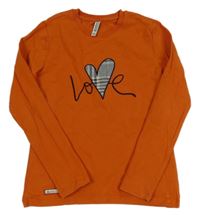 Skořicové triko se srdcem a nápisem Blue Effect