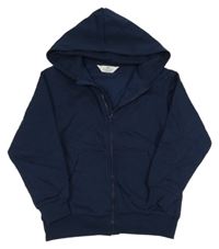 Tmavomodrá propínací mikina s kapucí H&M