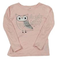 Růžové pyžamové triko se sovou Carter's
