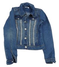 Modrá riflová crop bunda s kamínky Tom Tailor