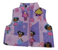 Lila-levandulová šusťáková zateplená vesta s dívkami a srdíčky Shein