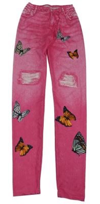 Růžové legíny s motýly