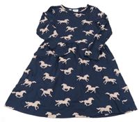 Tmavomodré bavlněné šaty s koňmi BPC