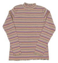 LIla-bílo-oranžové pruhované žebrované triko Yigga