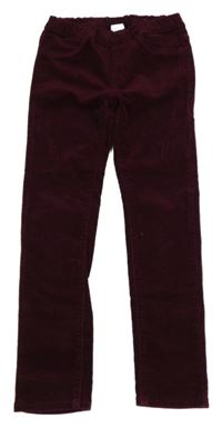 Vínové manšestrové elastické kalhoty H&M