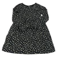 Černé květované bavlněné šaty H&M