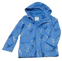 Modrá nepromokavá lehce zateplená bunda s dinosaury a kapucí Primark