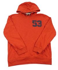 Červená melírovaná mikina s číslem a kapucí George