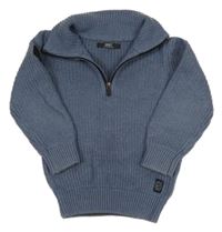 Modrý žebrovaný svetr Next