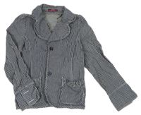 Tmavomodro-bílé pruhované plátěné sako George