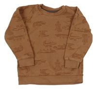 Hnědá mikina s krokodýly Nutmeg