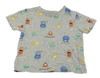 Šedé melírované tričko s příšerkami Primark