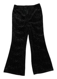 Černé třpytivé sametové flare legíny Matalan