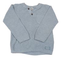 Světlemodrý svetr s kapsou a knoflíky H&M