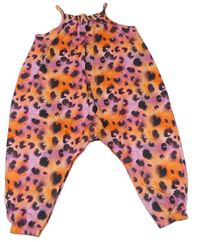 Oranžovo-růžovo-černý lehký kalhotový overal s leopardím vzorem Next