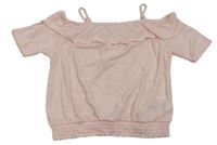 Světlerůžový crop top s volánkem H&M