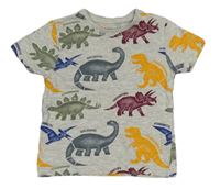 Šedo-barevné tričko s dinosaury Primark