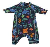 Tmavomodro-barevný UV overal s podmořským světem Matalan