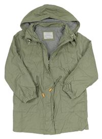 Khaki plátěná podzimní parka s kapucí Primark