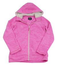 Neonově růžová fleecová funkční propínací mikina s kapucí Mountain Warehouse