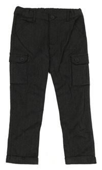 Černo-šedé melírované kalhoty s kapsami zn. Topolino