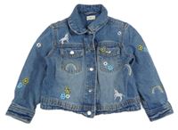 Modrá riflová bunda s jednorožci a duhami F&F