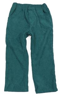 Zelené žebrované kalhoty 