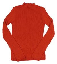 Červený lehký třpytivý žebrovaný svetr Tu