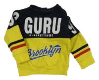 Tmavomodro-žlutá mikina s nápisy 