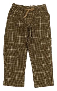 Hnědo-černé kostkované teplákové kalhoty H&M