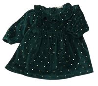 Tmavozelené puntíkaté sametové šaty H&M