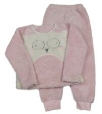 Světlerůžové huňaté pyžamo se sovou Matalan